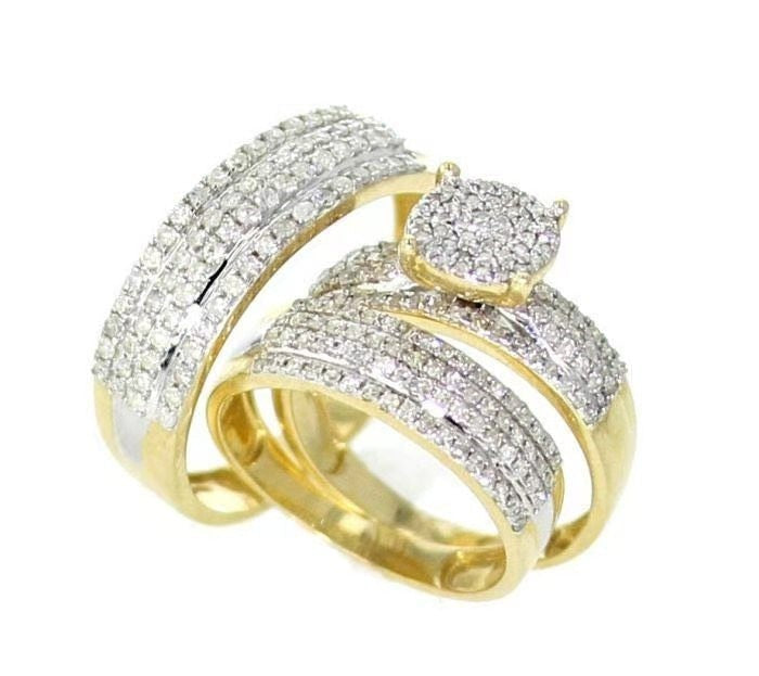 3 pcs/set Fashion Colorful Zircon Inlaid Hollow Metal Ring - Jeglowstore