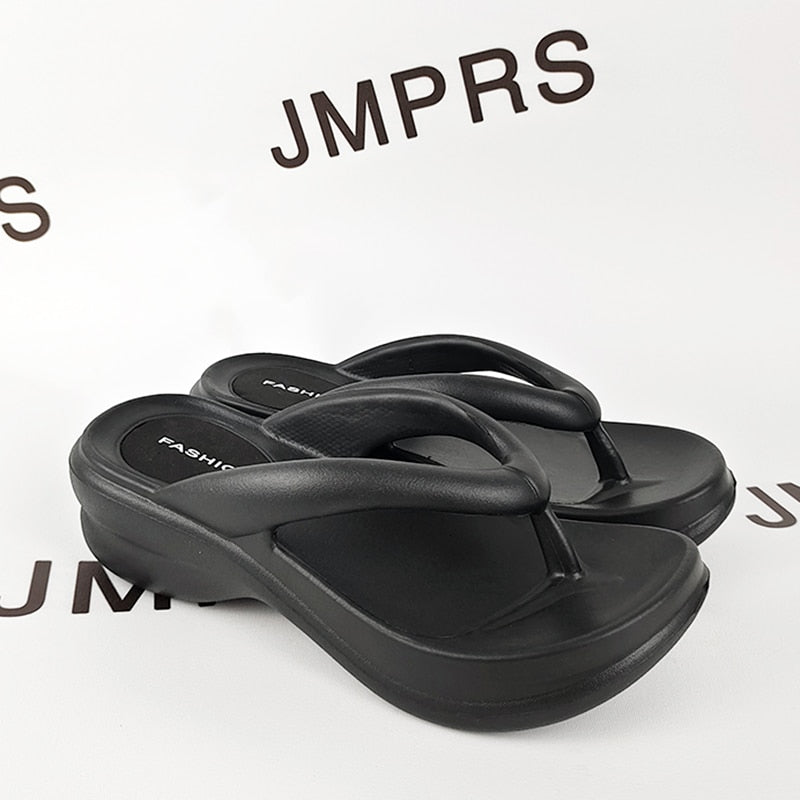 JMPRS Thick Sole Wedges Flip Flops - Jeglowstore