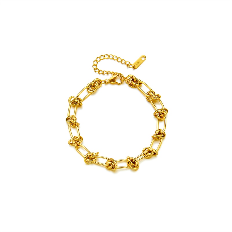 DIEYURO 316L Stainless Steel Gold Silver Color Chain Bracele
