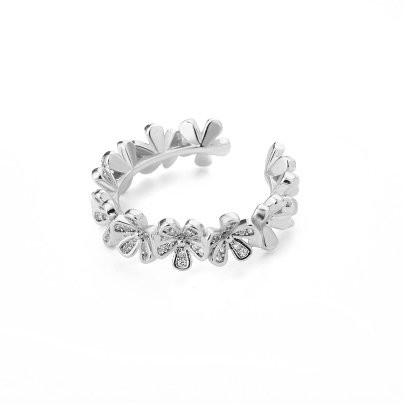 Fashion Star Stainless Steel Zircon Round Irregular Adjustable Ring