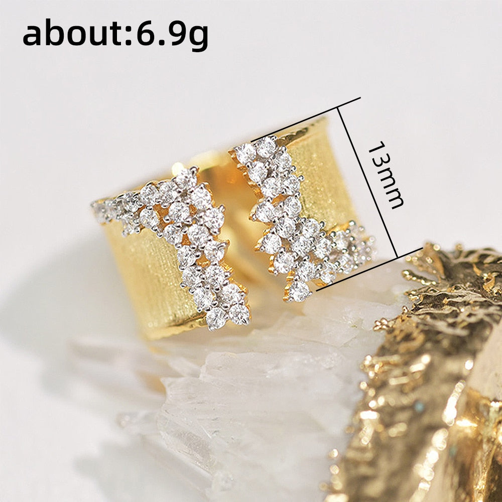 Huitan Trendy Luxury Gold Color Cubic Zirconia Ring