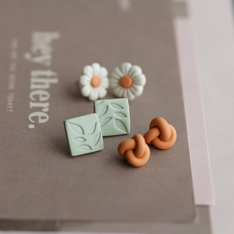 Handmade Molded Irregular Floral Multi Colors Earring