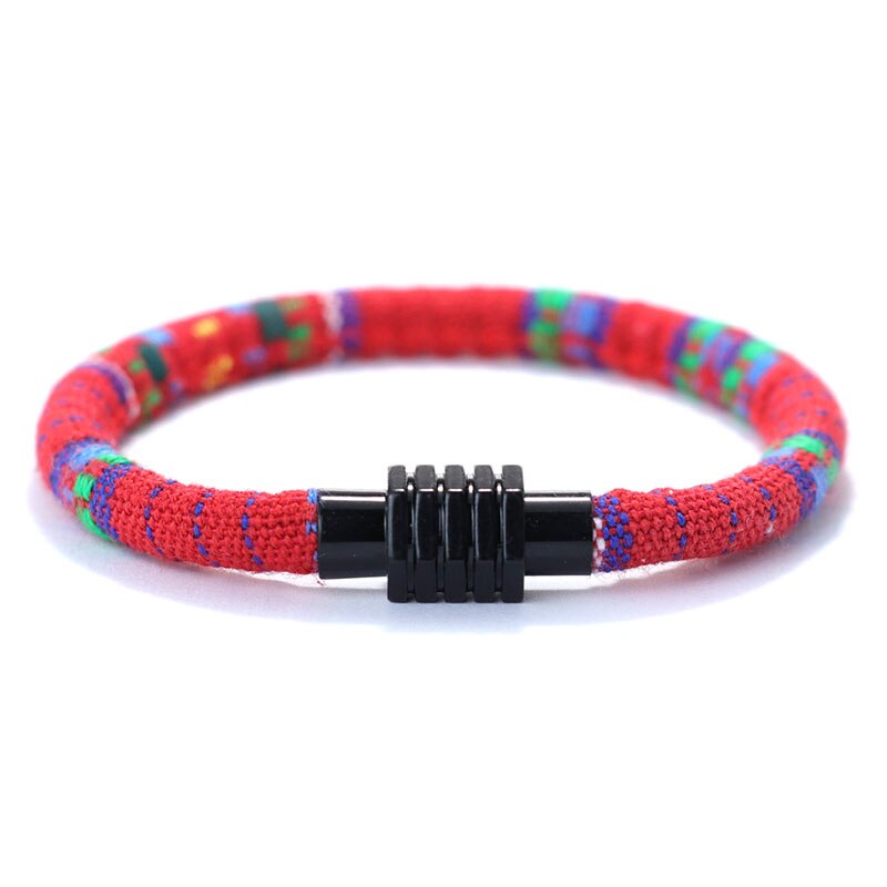 Boho Ethnic Handmade Fabric Bracelet 6mm Width