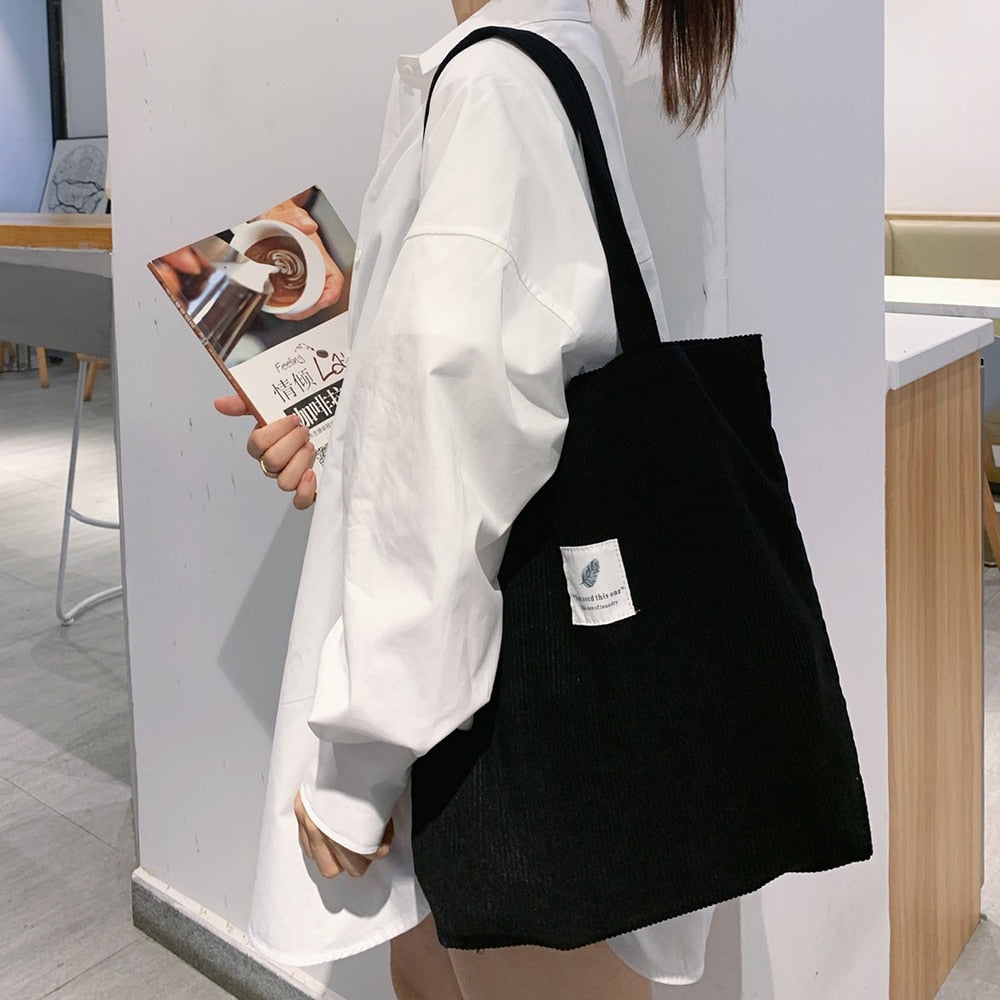 Corduroy Bag for Women Shopper Handbags