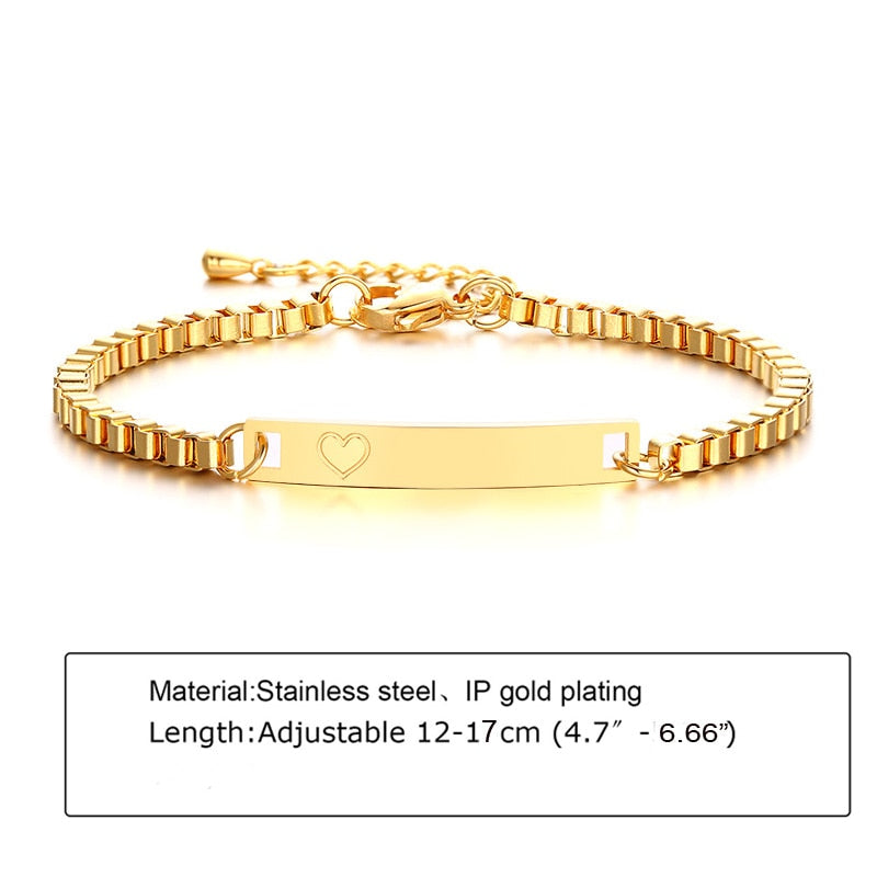 Custom Personalized Name Baby ID Stainless Steel Bracelet