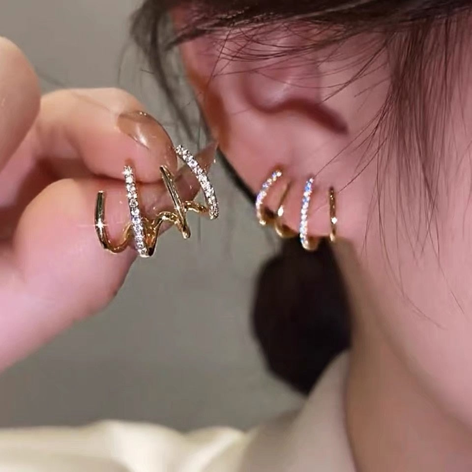 Korean Four-Prong Setting CZ Earing Claw Ear Hook Clip