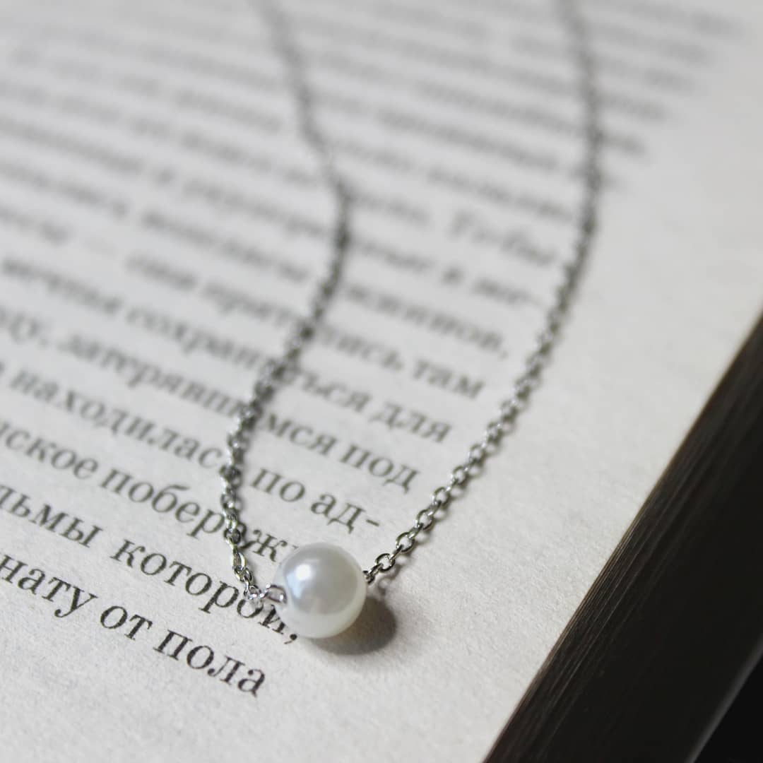 e-Manco Stainless Steel Choker imitated Pearl Layered ChainNecklace