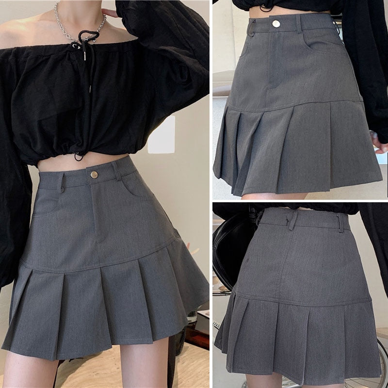 White Pencil Pleated Skirt