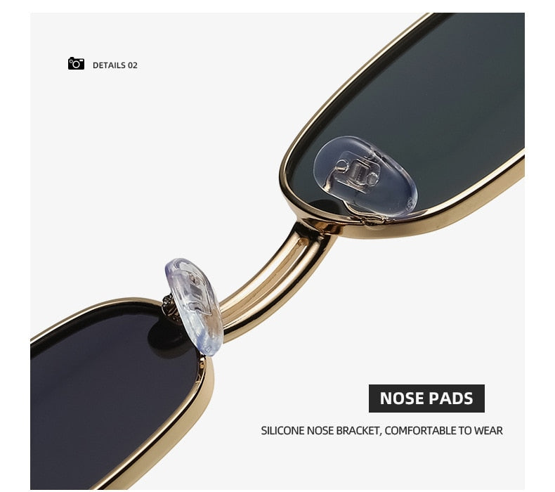 Small Frame Metal Square Sunglasses Ring Buckle Sunglasses