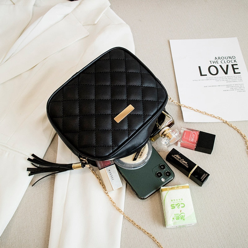 New Fashion Tassel Trend Lingge Embroidery Small Messenger Bag For Women