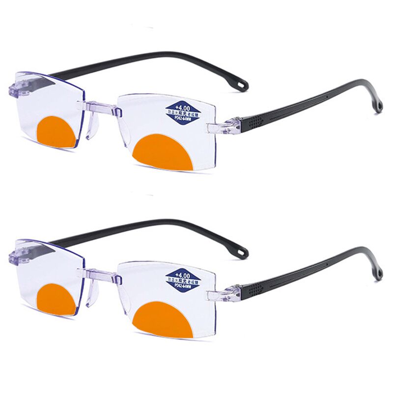 Diamond-cut Blue Light Blocking Multifocal Eyewear Ultralight Rimless Eyeglasses
