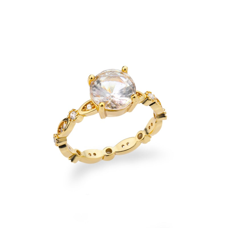 Fashion Star Stainless Steel Zircon Round Irregular Adjustable Ring