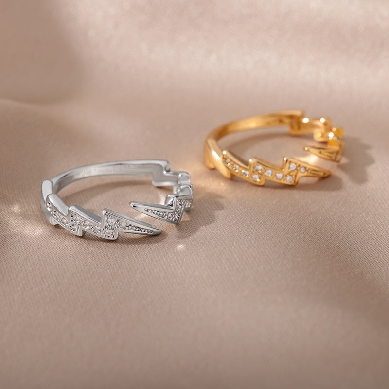 Lightning Stainless Steel Gold Plated Finger Ring