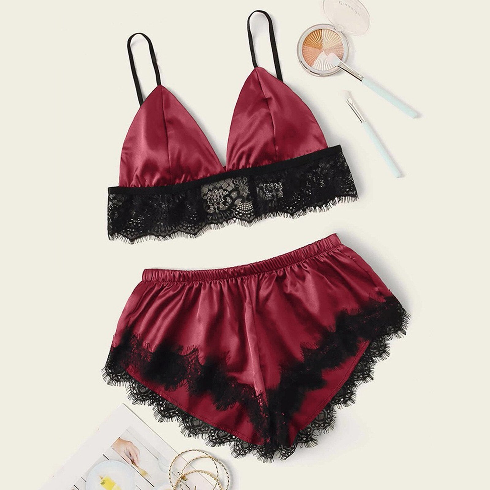 Sleeveless Crop Top Pyjama Home Camisole+shorts
