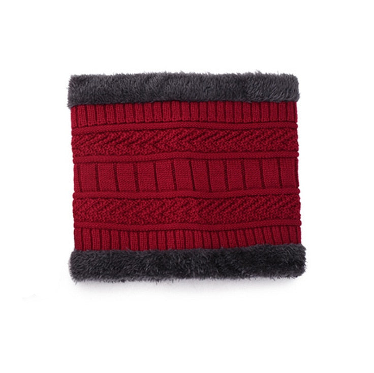 Thick Wool Neck Scarf Cap Balaclava Mask Bonnet Hats Set Unisex
