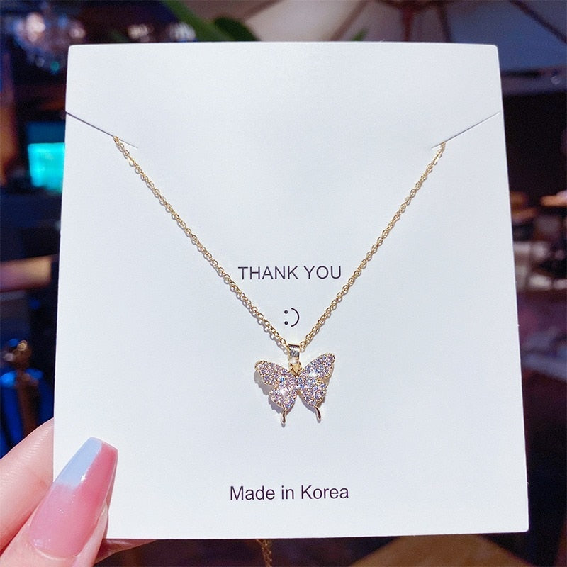 Heart Zircon Crystal Stainless Steel Necklace