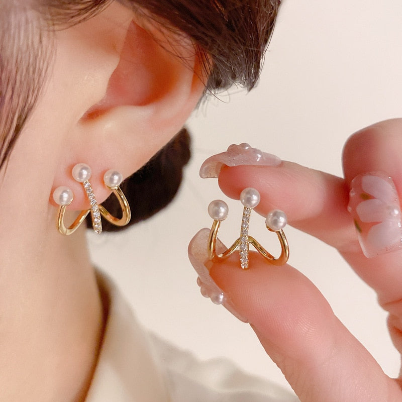 LATS Irregular U-shaped Gold Color Earrings