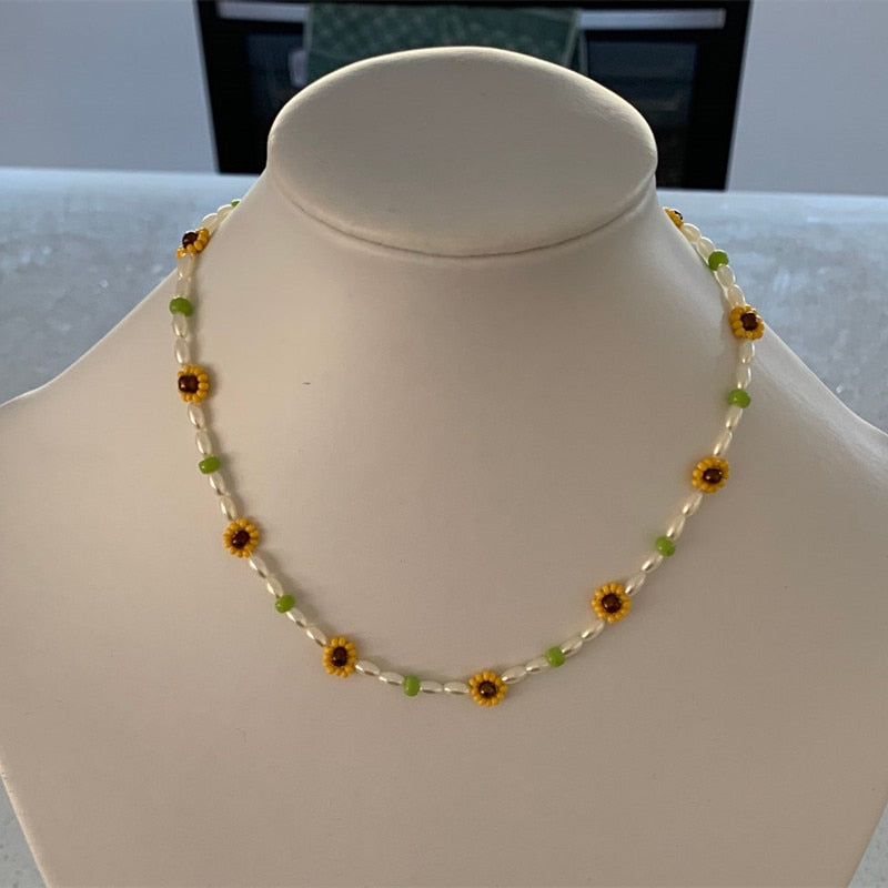 Salircon Trend Bohemia Rainbow Color Seed Beads Chain Choker Necklace