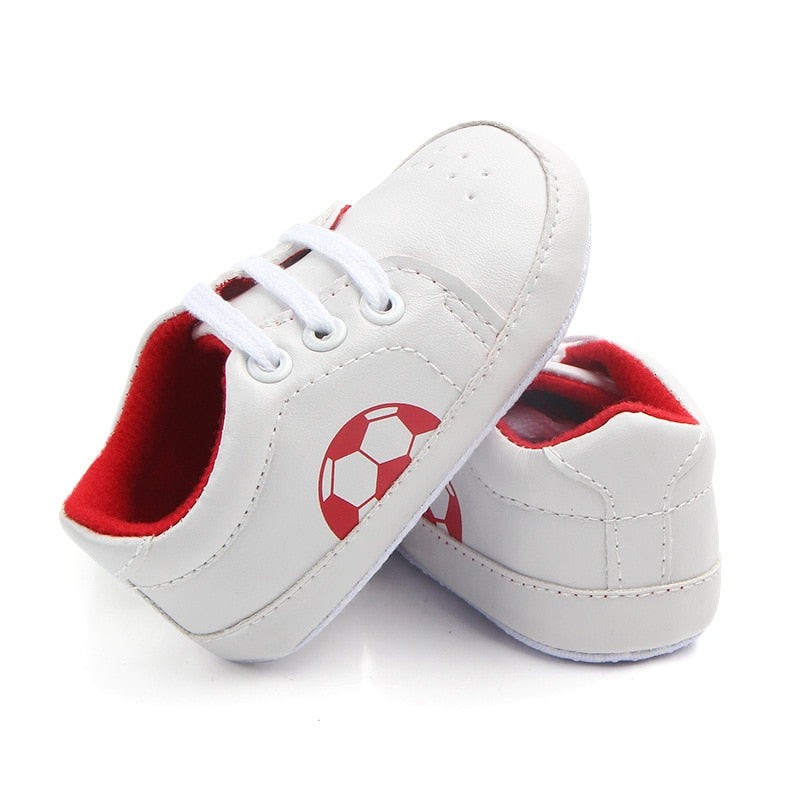 Baby Shoes Newborn Boys Sneaker Girls Two Striped First Walkers Kids Toddlers Lace Up PU Leather Soft Soles Sneakers 0-18 Months - Jeglowstore