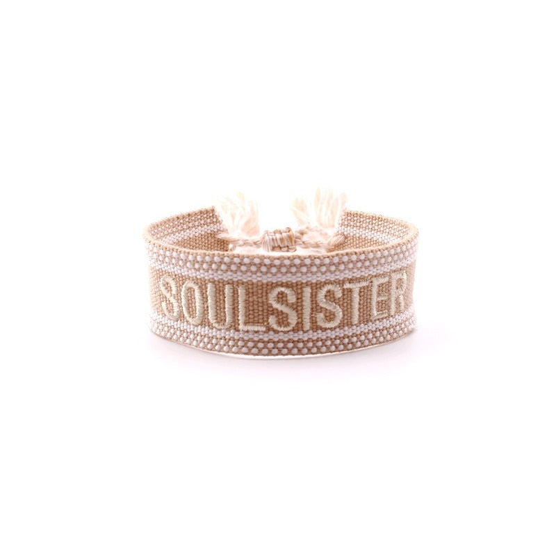 Bohemia Embroidery Letters Woven Tassel Bracele