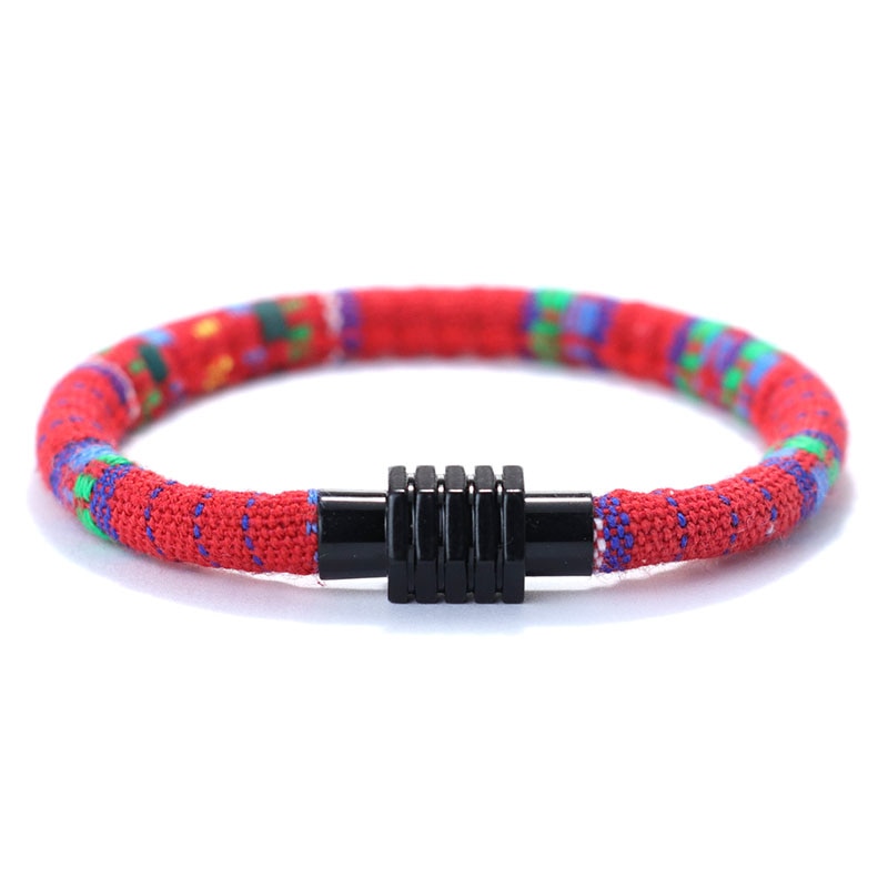 Boho Ethnic Handmade Fabric Bracelet 6mm Width
