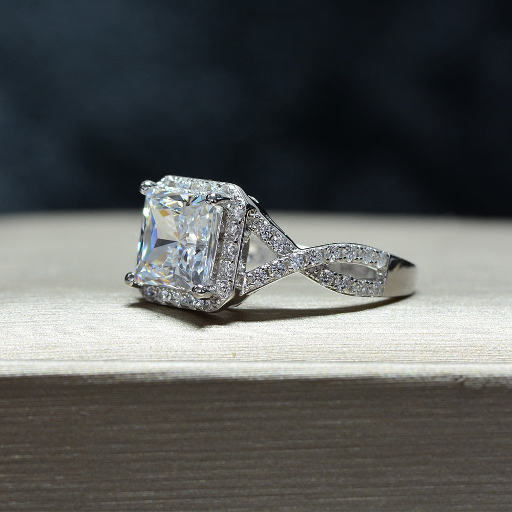 Classic Design Dazzling Square Zircon Ring
