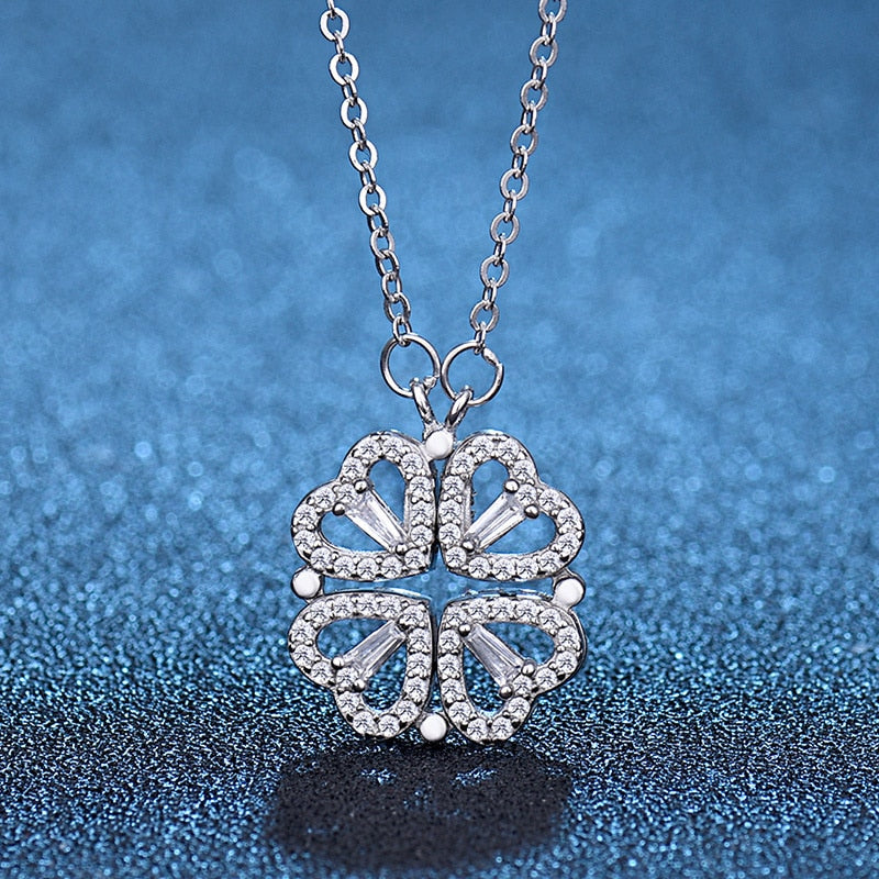 Heart Zircon Crystal Stainless Steel Necklace