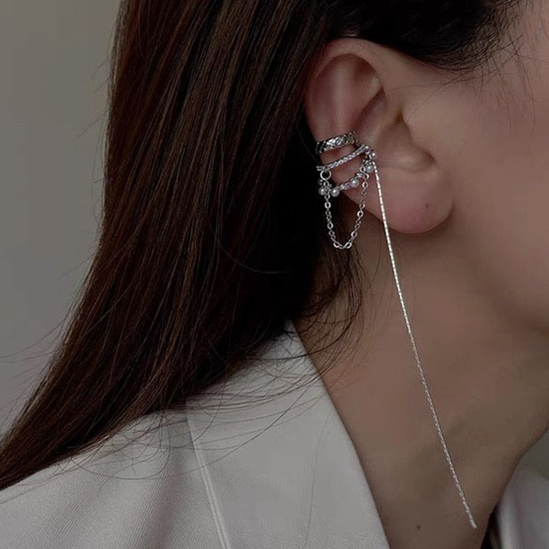 Korean Four-Prong Setting CZ Earing Claw Ear Hook Clip