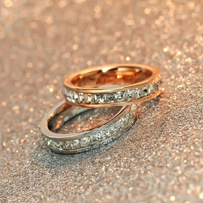 Stainless Steel Stackable CZ Eternity Ring - Jeglowstore