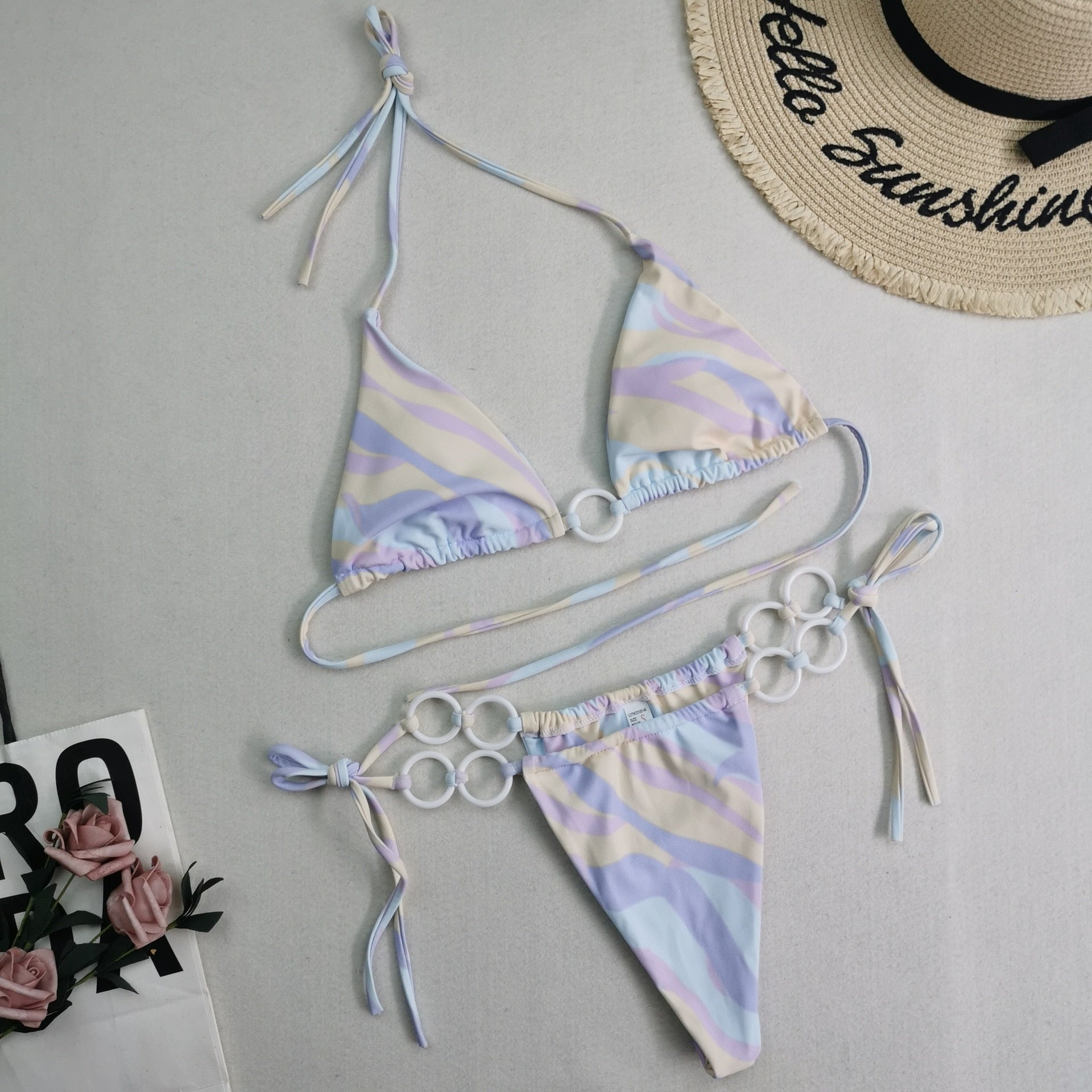 Cross String Hollow Out Swimsuit