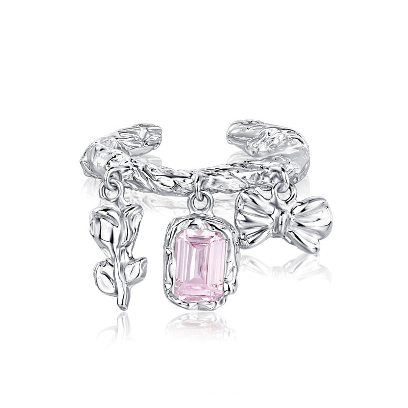 Creative Blue Opal Broken Heart Rings for Women