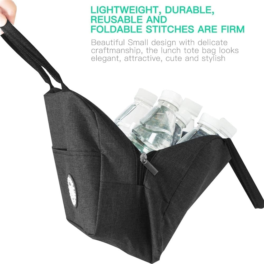 Lunch Bag Cooler Tote Portable Insulated Thermal Canvas Bag Unisex