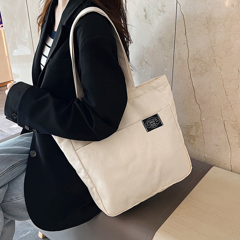 Large Capacity Cotton Reusable Canvas Tote Bag