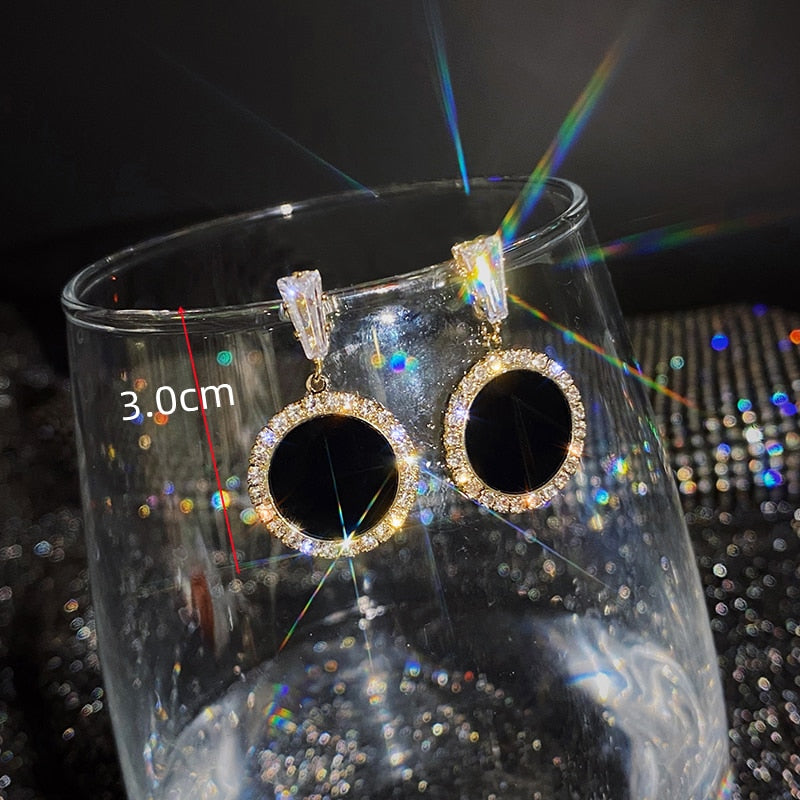 Big Black Flower Hanging Earrings For Women Exaggerated Rock Personality