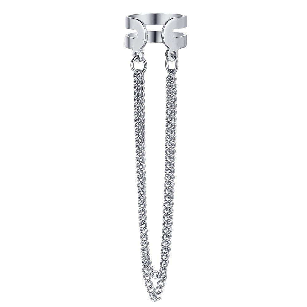 JWER New Long Tassel Ear Cuff Multilayer No Piercing