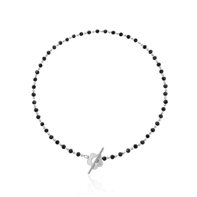 Luxury Black Crystal Glass Bead Chain Choker Necklace