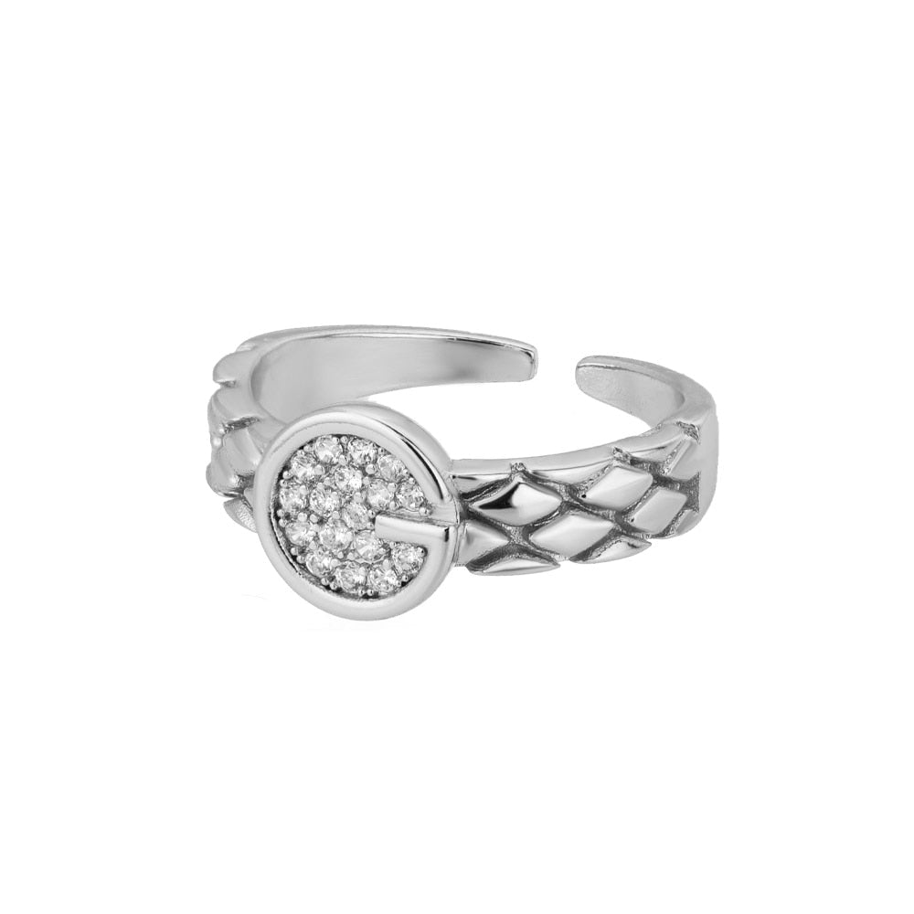 Fashion Star Stainless Steel Zircon Round Irregular Adjustable Ring