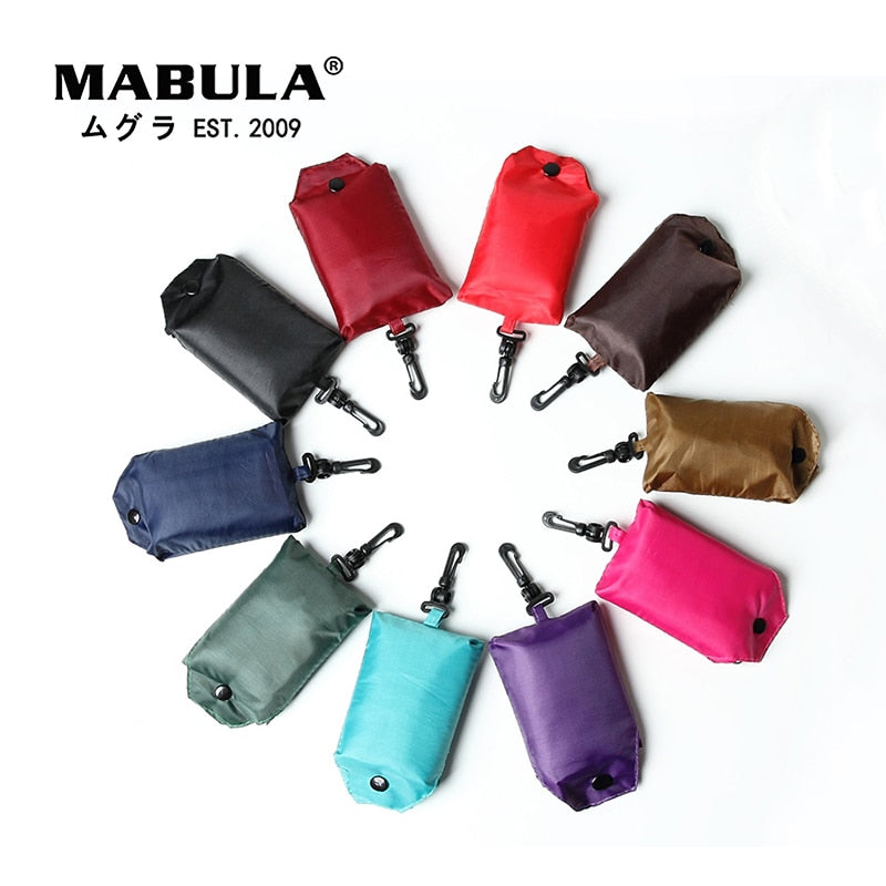 Portable Reusable Oxford Washed Solid Color Foldable Waterproof Shopping Bag