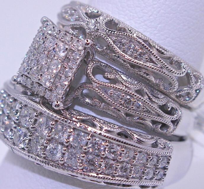 3 pcs/set Fashion Colorful Zircon Inlaid Hollow Metal Ring - Jeglowstore