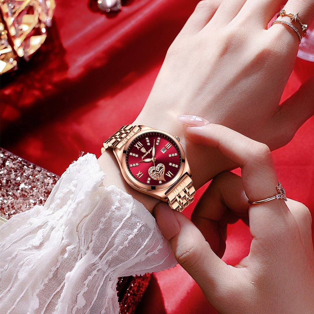 POEDAGAR Rose Gold Stainless Stain Steel Women Watch