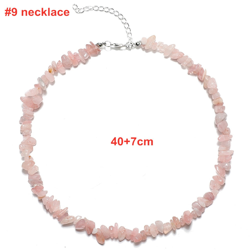 Colorful Natural Stones Choker Bohemia Gravel Beaded Grunge Necklace
