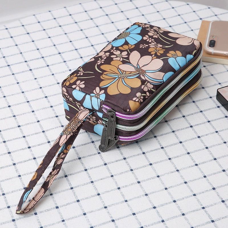 Three-layer Print Canvas Long Wallet