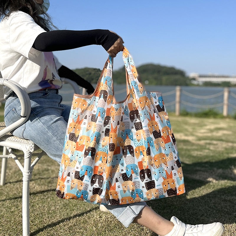 Reusable Large Cartoon Folding Washable Shopping Bag - Jeglowstore