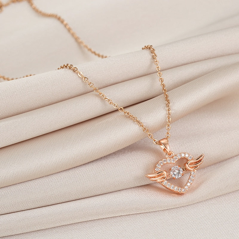 Shiny Bling Zircon Double Layer Heart Clavicle Chain Necklace