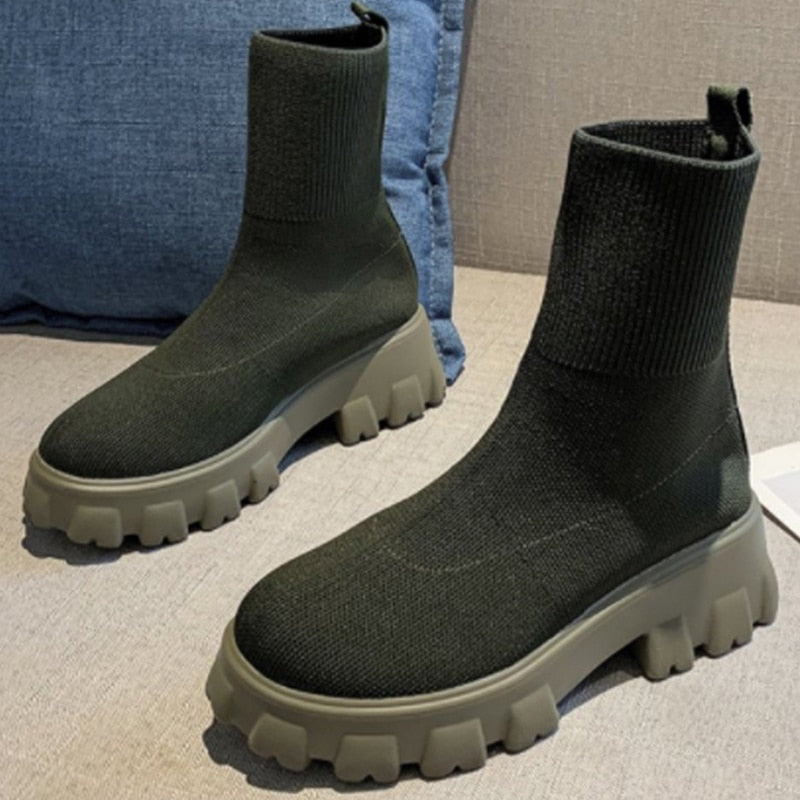 Platform Boots For Autumn Winter Shoes Slip On Platform Shoes