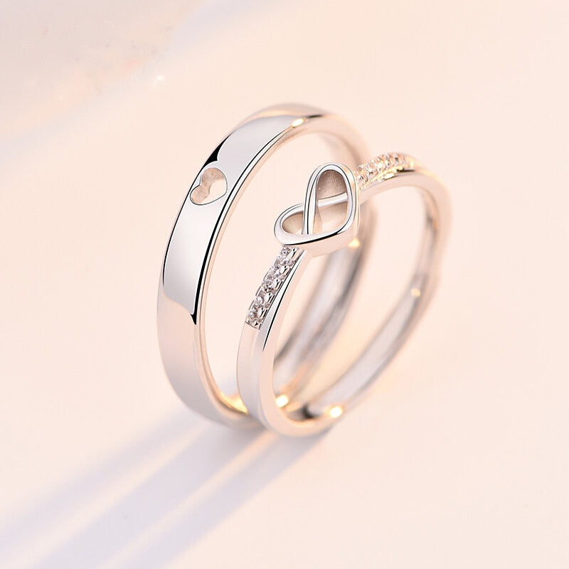 2Pcs/set Black White Romantic Couple Rings