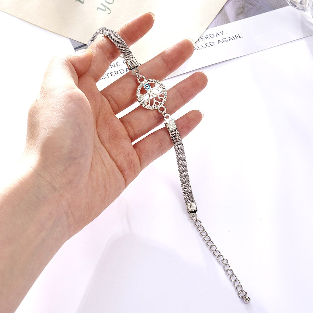 Rhinestone Infinity Pendant Charm Bracelet
