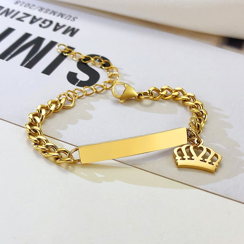 Custom Personalized Name Baby ID Stainless Steel Bracelet