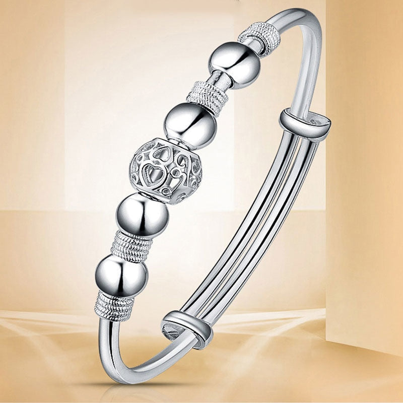 New Korean Fashion 925 Sterling Silver Lucky beads Bangles for women