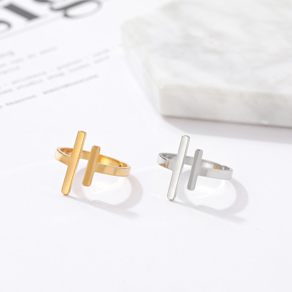 Stainless Steel Ring Simple Minimalist Stick Fashion Couple Adjustable Ring